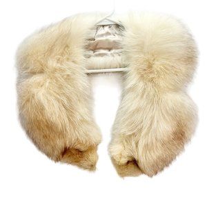 Vintage Fur Collar Shawl Women's 20 in Long Cream Long Hair